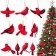 thumbnail image 1 of Set of 10 Realistic Red Cardinal Bird Figurines Decorative Feathered Ornaments for Home and Garden Decor, 1 of 4