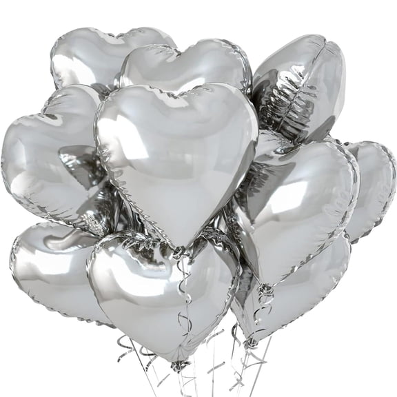 Red Balloons 18 inch Red Heart Foil Balloons Set of 10 Red Heart-Shaped Foil Balloons Perfect for Valentine's Day, Weddings, Anniversaries, and Romantic Celebrations
