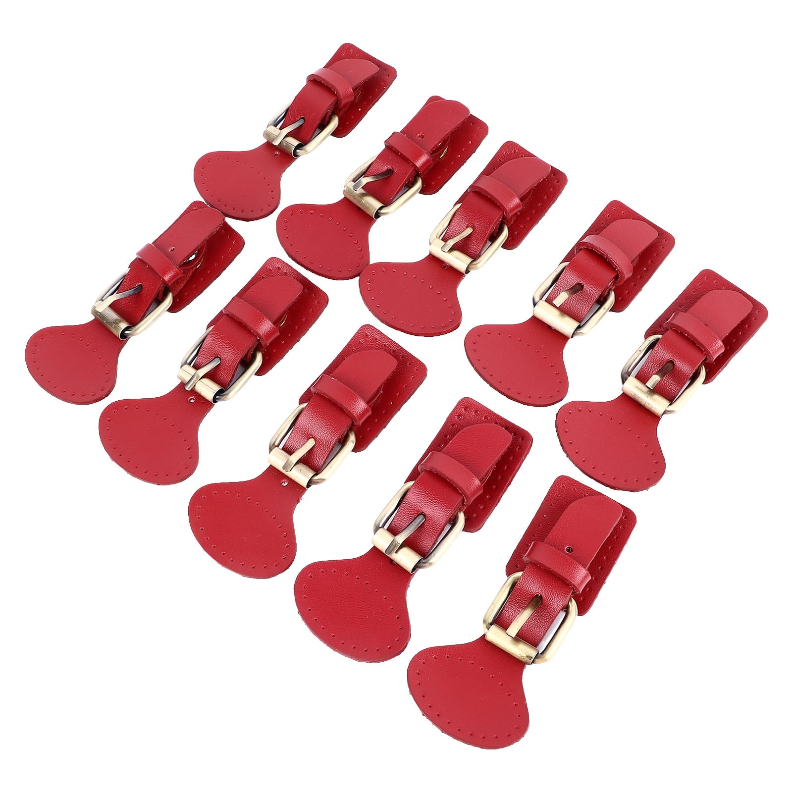 Set of 10 Red Leather SewOn Toggles for Coat and Jacket Closures, DIY