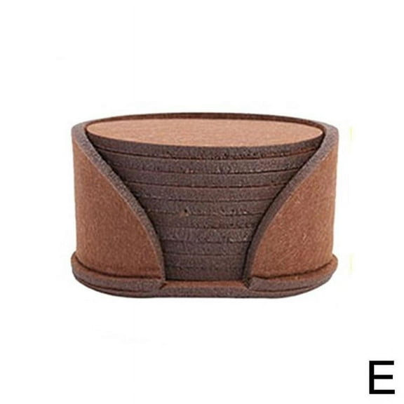 Set of 10 Round Felt Coasters with Holder For Protection T9I5 H7V J8V0