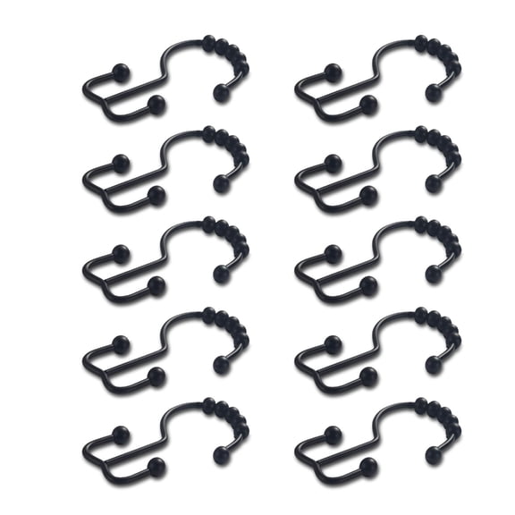 Set of 10 Rusts Shower Curtain Hooks Metal Rings Double Gliding Rollers for Bathroom Curtains Hanging Hook