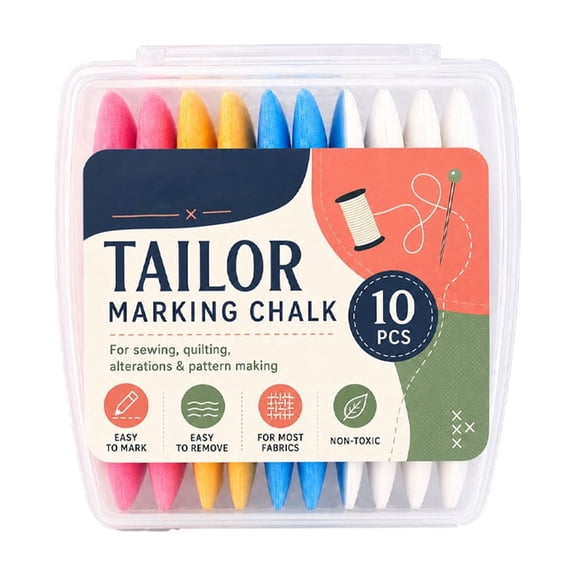 Set of 10 Sewing Marking Chalk, 2.76x2.37in Boxed Multi Color Marking Pen for Sewing Quilting Fabric Clothing Tailoring Tool