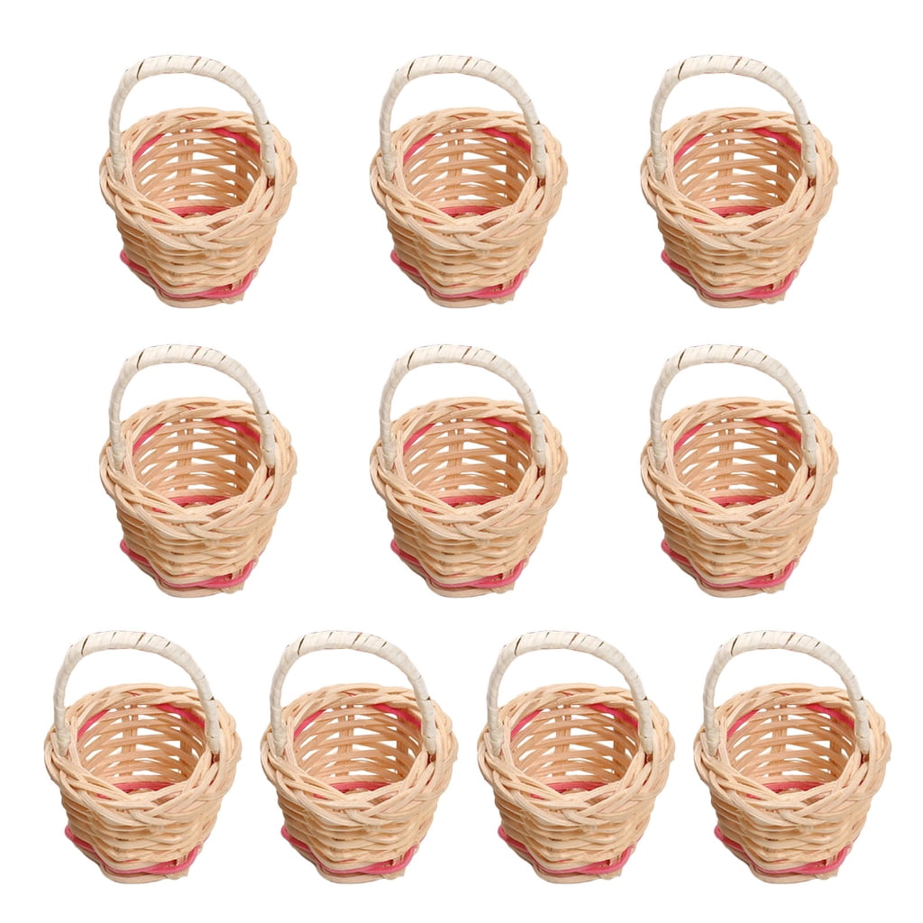Mini Buskets Set of 10 Small Flowers Baskets Mini Wovens Baskets with Handle DIY ...