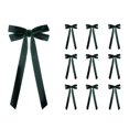 thumbnail image 1 of Set of 10 Velvet Christmas Bows with 12.4 Inch Long Tails, Dark Green, for Wreath and Tree, Holiday Decorations, 1 of 4