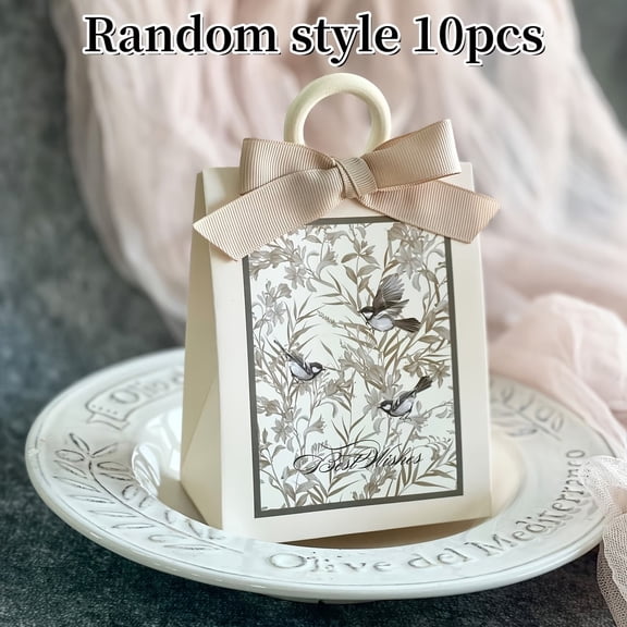 Set of 10 Vintage French Forest Gift Boxes - Elegant Bird and Flower Patterns in Green, Champagne, and Burgundy