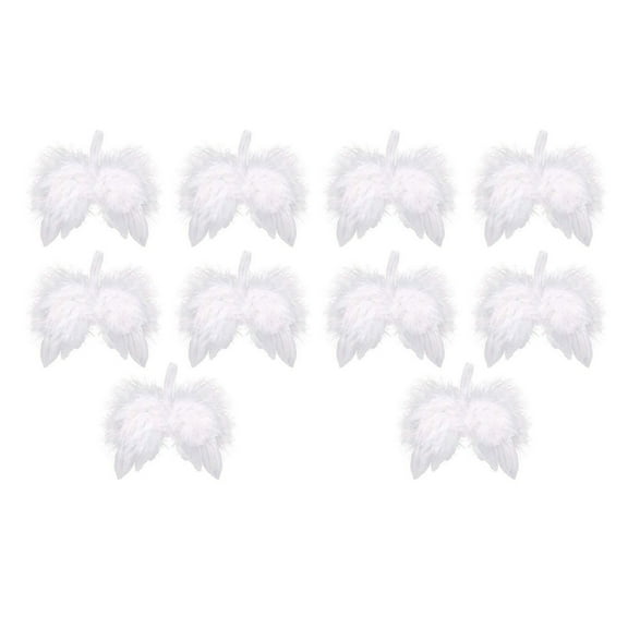 Set of 10 White Feather Angel Wings for DIY Crafts, Christmas Tree Decorations, and Holiday Projects