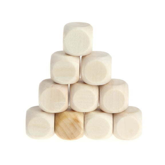 Set of 10 Wooden Cubes Crafts Set Six Sides Square Blocks for Making Crafts and