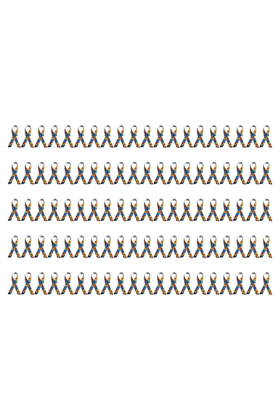 Set of 100 Autisms Awareness Ribbon Brooch Pins in Satins for Men and Women