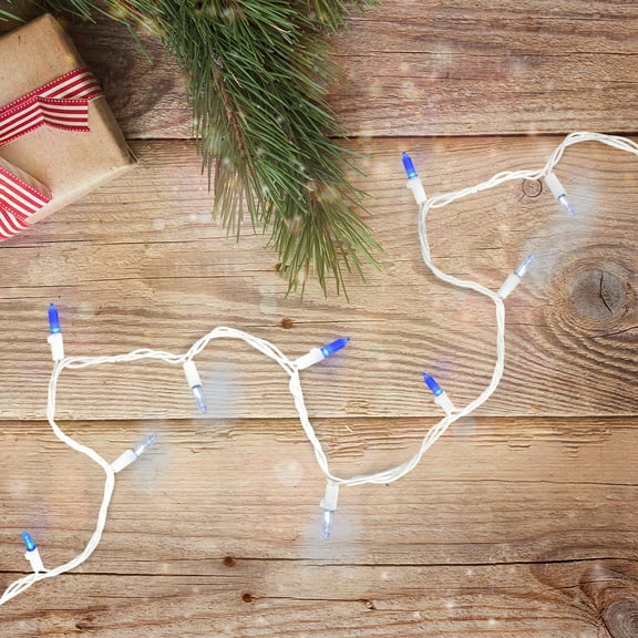 Northlight LED Mini Christmas Lights - Blue and Pure White - 33' White Wire - 100ct