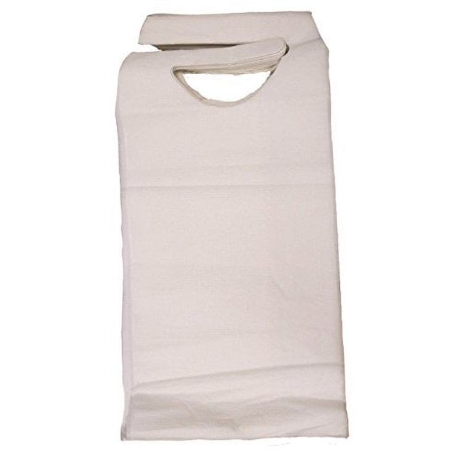 (Set of 100) Disposable Adult TieBack Poly Bibs Protect Clothes from