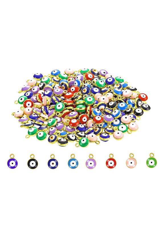 Set of 100 Evil Eye Beads 6mm Spacer Beads Charms craft - Single , 6mm