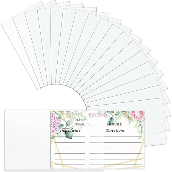 Set of 100 Index Card Sleeves, 3x5 Inches Recipe Card Protectors