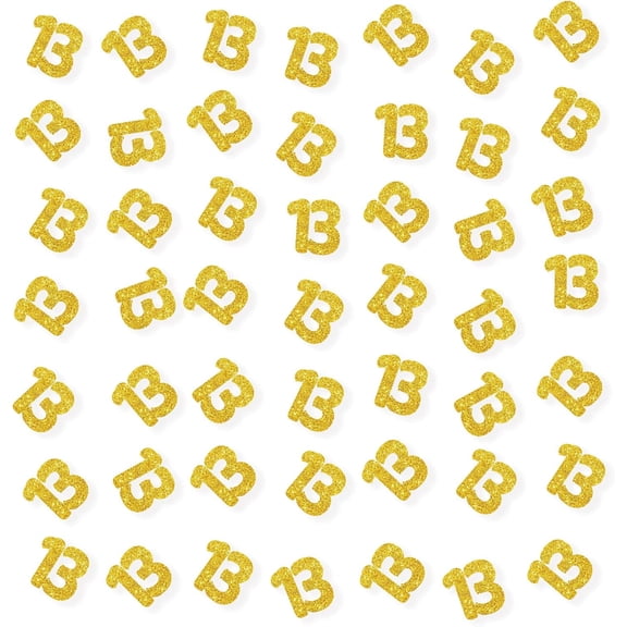 Set of 100 Number 13 Confetti, Gold Glitter 13 Paper Scatter, 13th Birthday Party Confetti, Thirteen Cake Decor, Happy 13th Anniversary Party Decor