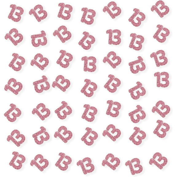 Set of 100 Number 13 Confetti, Pink Glitter 13 Paper Scatter, 13th Birthday Party Confetti, Thirteen Cake Decor, Happy 13th Anniversary Party Decor