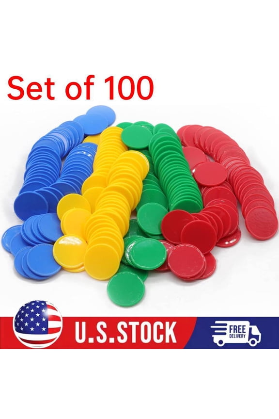Set of 100 Opaque Plastic Learning Counters Mini Poker Chips Game Tokens 1 Inch