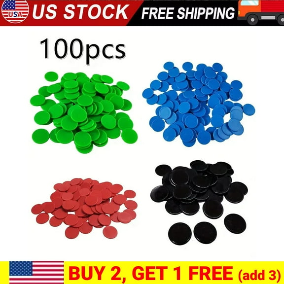 Set of 100 Opaque Plastic Learning Counters Mini Poker Chips Game Tokens w/ Box