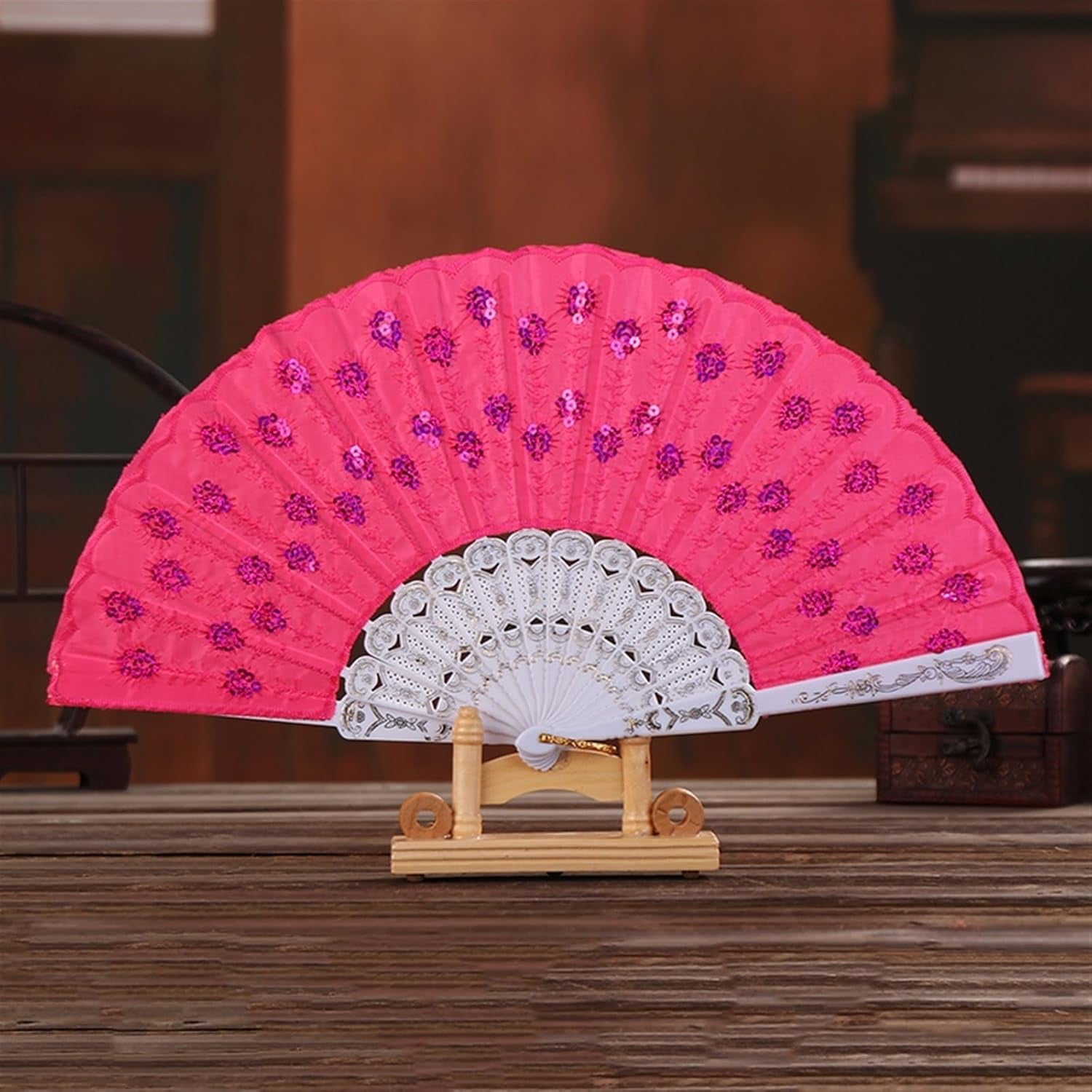 Set of 100 Pink Hand Held Folding Fans w/Gift Bags for Party Favors, Party Decor, Church, Baptism, First Communion, Religious Gift,