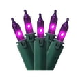 Set of 100 Purple Commercial Grade Mini Christmas Lights Green Wire