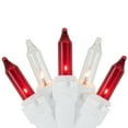 thumbnail image 1 of Set of 100 Red and Clear Mini Icicle Christmas Lights 3" Spacing - White Wire, 1 of 4