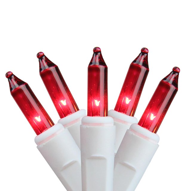 Set of 100 Super Bright Red Mini Christmas Lights White Wire