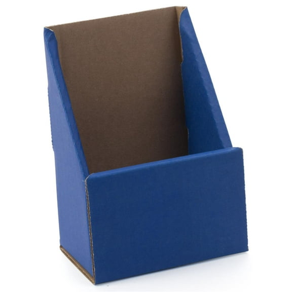 Set of 100 - Tabletop Single Pocket Brochure Holder for 4" x 9" Pamphlet, Low Front, Cardboard (Blue) (WCB49BL)