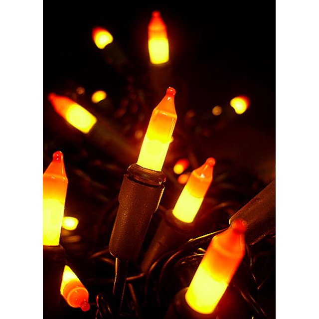 Set of 100 Yellow & Orange Candy Corn Mini Halloween Lights Brown Wire