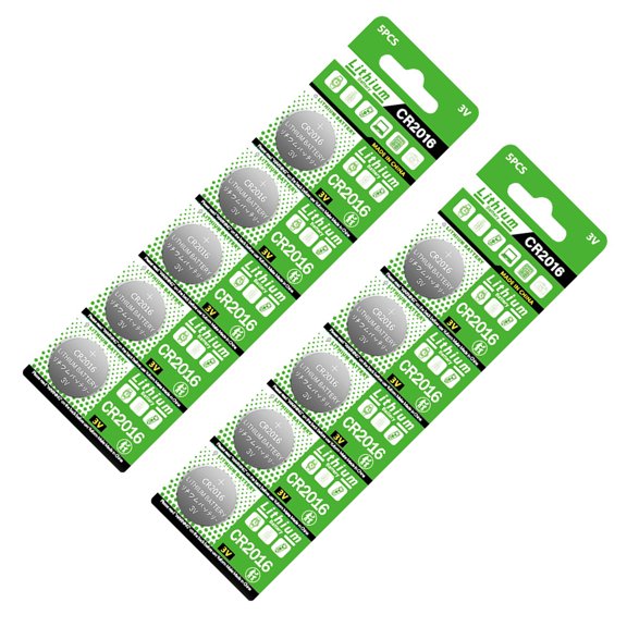 Set of 10pcs CR2016 3V Batteries DL2016 BR2016 for Small Electronics Clocks, Headphones, and Sports Equipments