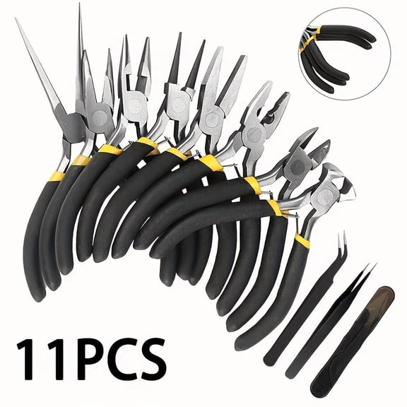 Set of 11, Multi-Purpose Pliers Set, Round Bend Needle Nose Pliers, Indoor And Outdoor Tools Christmas & Halloween Gift