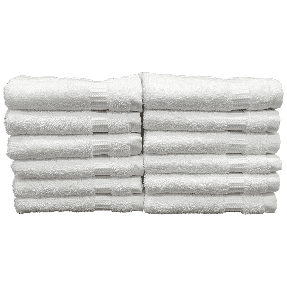 Set of 12 - 13" x 13" White Washcloths | 100% Cotton | Hotel Value Collection
