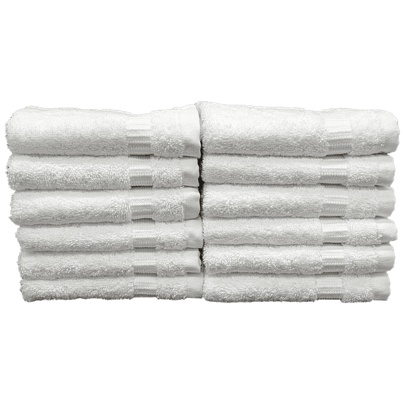 Set of 12 - 13" x 13" White Washcloths | 100% Cotton | Hotel Value Collection