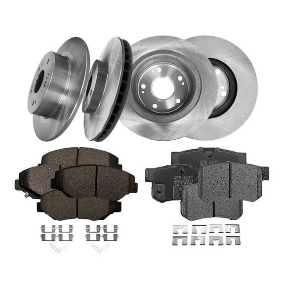 Set of 12 282mm Front-Rear Brake Disc Rotors-Front D958 7795-Rear 7418-D537 Ceramic Brake Pad Kit For 2005 Honda Accord