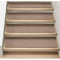 Set of 12 Attachable Indoor Carpet Stair Treads - Praline Brown - 8 In. X 23.5 In. - Several Other Sizes to Choose From