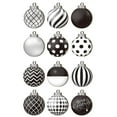 thumbnail image 1 of Set of 12 Black and White Christmas Ornaments Elegant Shatterproof Baubles for Holiday Tree Decoration, 1 of 5