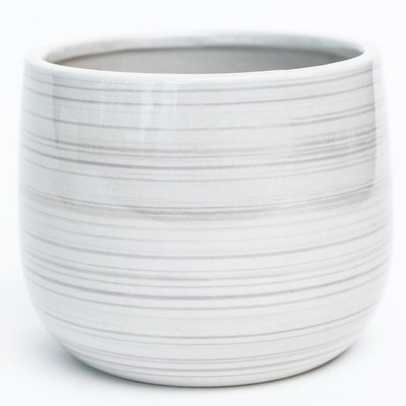 Set of 12 Brushstroke Effect Gray And White Planter
