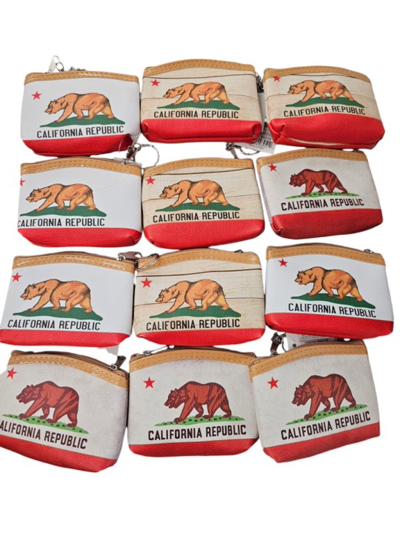 Set of 12 California bear coin bags, I Heart LA Keychain, I Heart Los Angeles Keychain