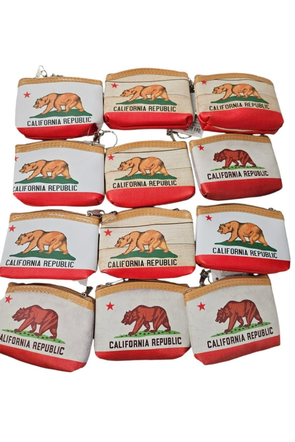 Set of 12 California bear coin bags, I Heart LA Keychain, I Heart Los Angeles Keychain