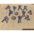 thumbnail image 1 of Set of 12 Captain America  Cake Picks Cupcake Toppers with Picks 6 Designs NEW, 1 of 3
