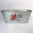 thumbnail image 1 of Set of 12 Cardinal On A Branch Decal On Silver Pot With Copper Rim Planter, 1 of 1