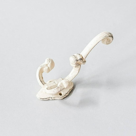 Set of 12 Cast Iron Rustic Look Cream Triple Prong Hook