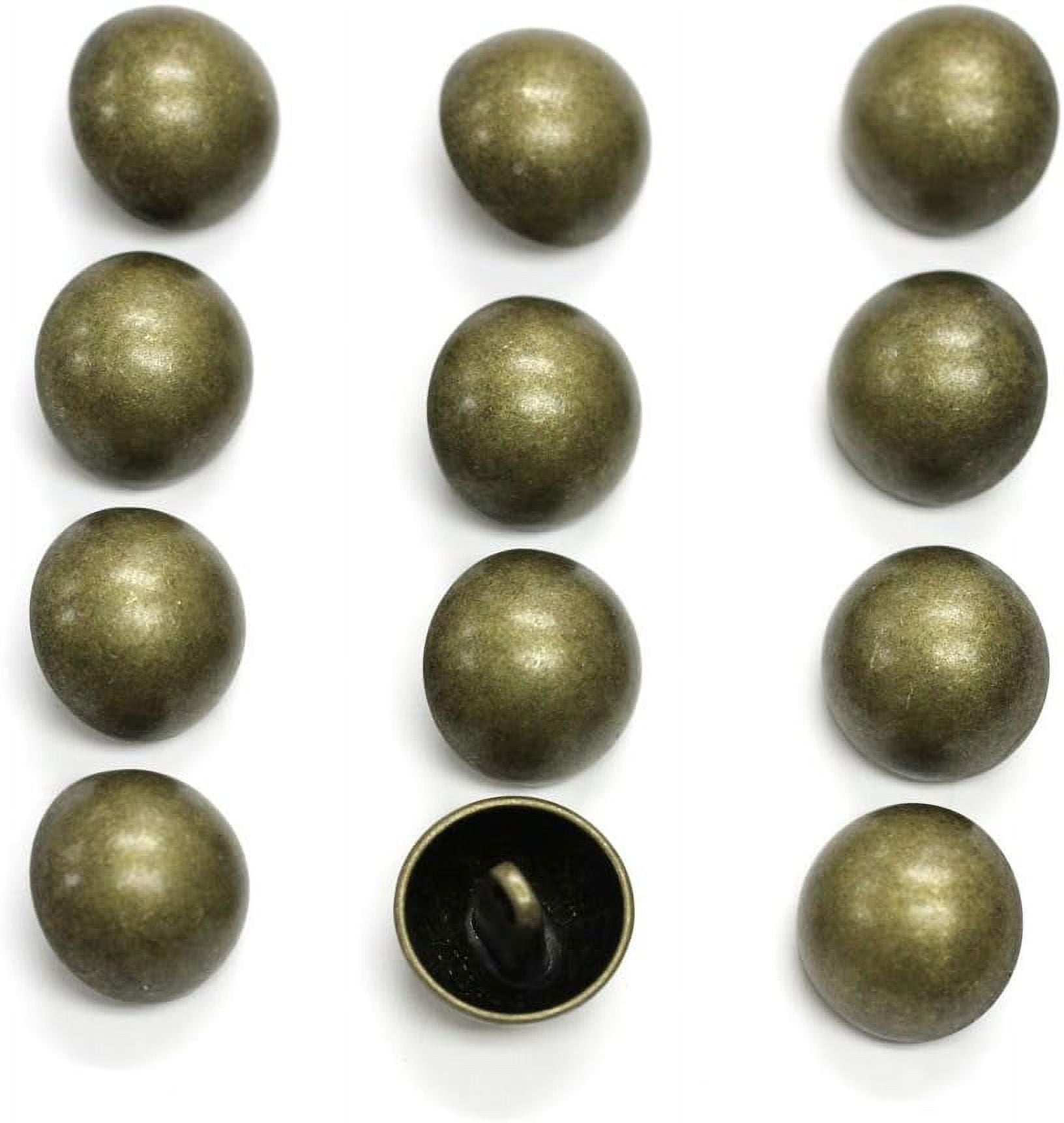 Set of 12 Classic Antique Brass Dome Buttons