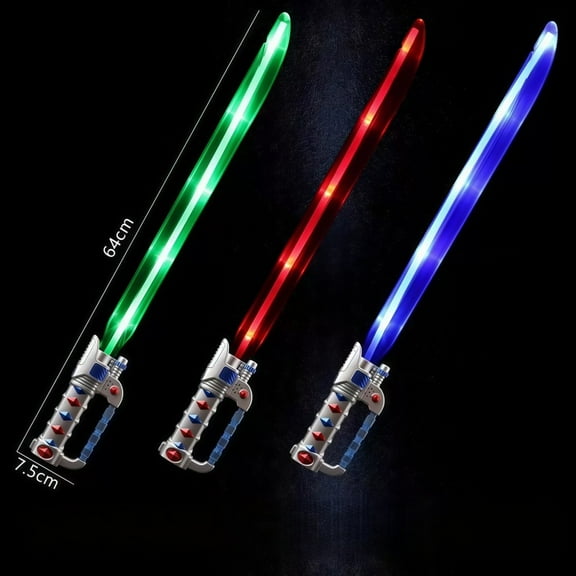 Set of 12 Clear Astro Pirate Flashing LED Light Up & Sound Party Favor Toy Light Sword Sabers