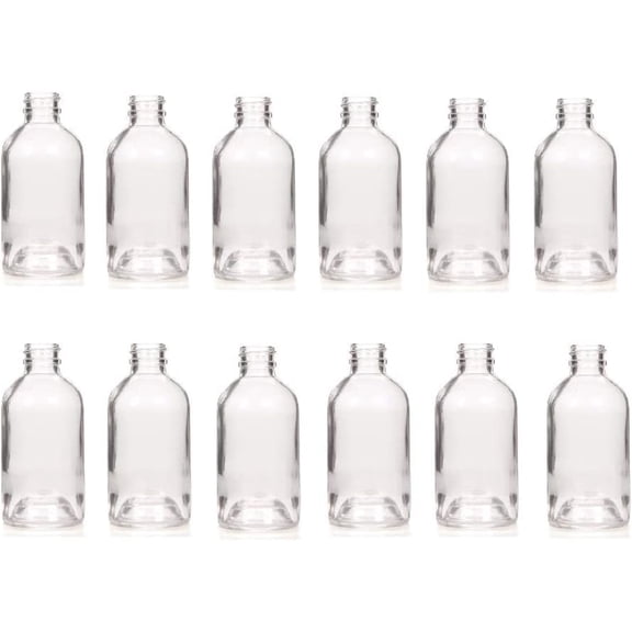 Hosley Set of 12 Glass Diffuser Bottles 85ml Boston Round Style, Essential Oil & Reed Diffusers