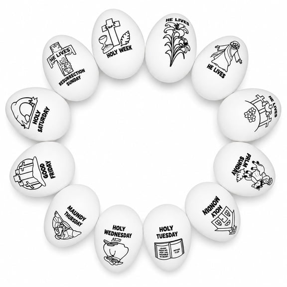 Set of 12 Color Your Own Religious Plastic Easter Eggs 2.25 Inches
