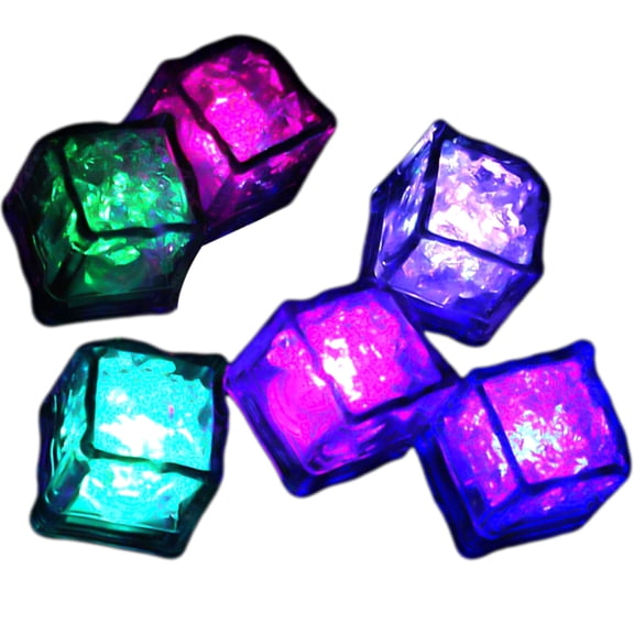 Set of 12 Colorful LED Ice for Beverages Tray Water Activated Wine Decorations for Weddings Party