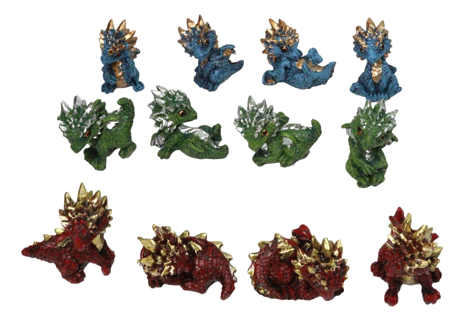 Dragon Baby Rocker Set of 12 Colorful Metallic Baby Rock Dragons in Multiple Poses Mini ...