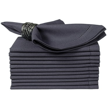 Set of 12 Cotton Cloth Napkins– 18x18 inch, Steel Grey