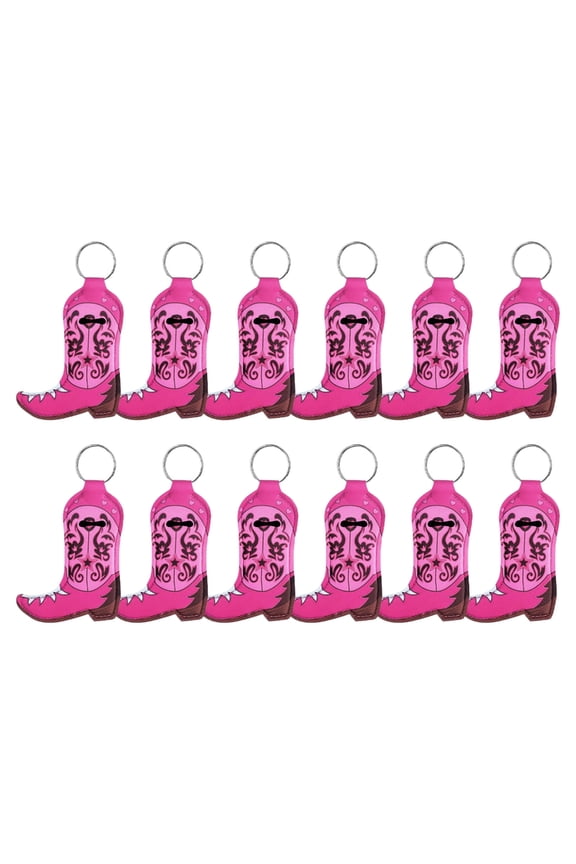 Set of 12 Cowboy Boot Shaped Lipsticks Holders Keychains Stylish Keyring Suitable for Daily Use Western Styles Accessory