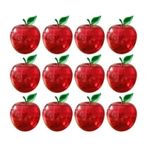 Set of 12 Decorative Red Glass Apples with Green Leaves Realistic Fruit Decor for Home, Office, and Events