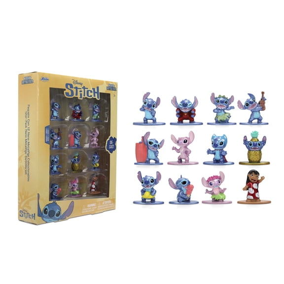 Disney Stitch Nano Metalfigs 12-Pack Series 1 by Jada Toys, Featuring Stitch, Angel, Lilo & More 1.65 Die-Cast Mini Figures