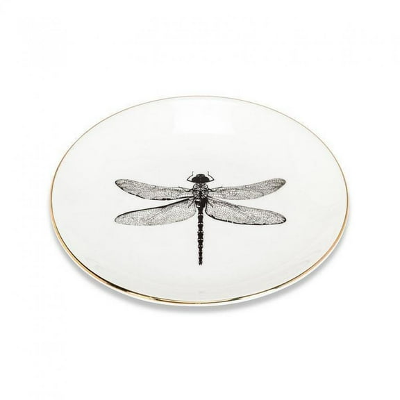 Set of 12 Dragonfly Dish With Gold Rim Dish